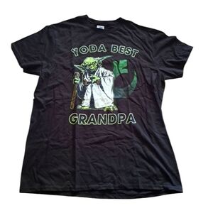 Star Wars Yoda Best Grandpa Cotton T-Shirt Black Green White Men Size Large NWOT